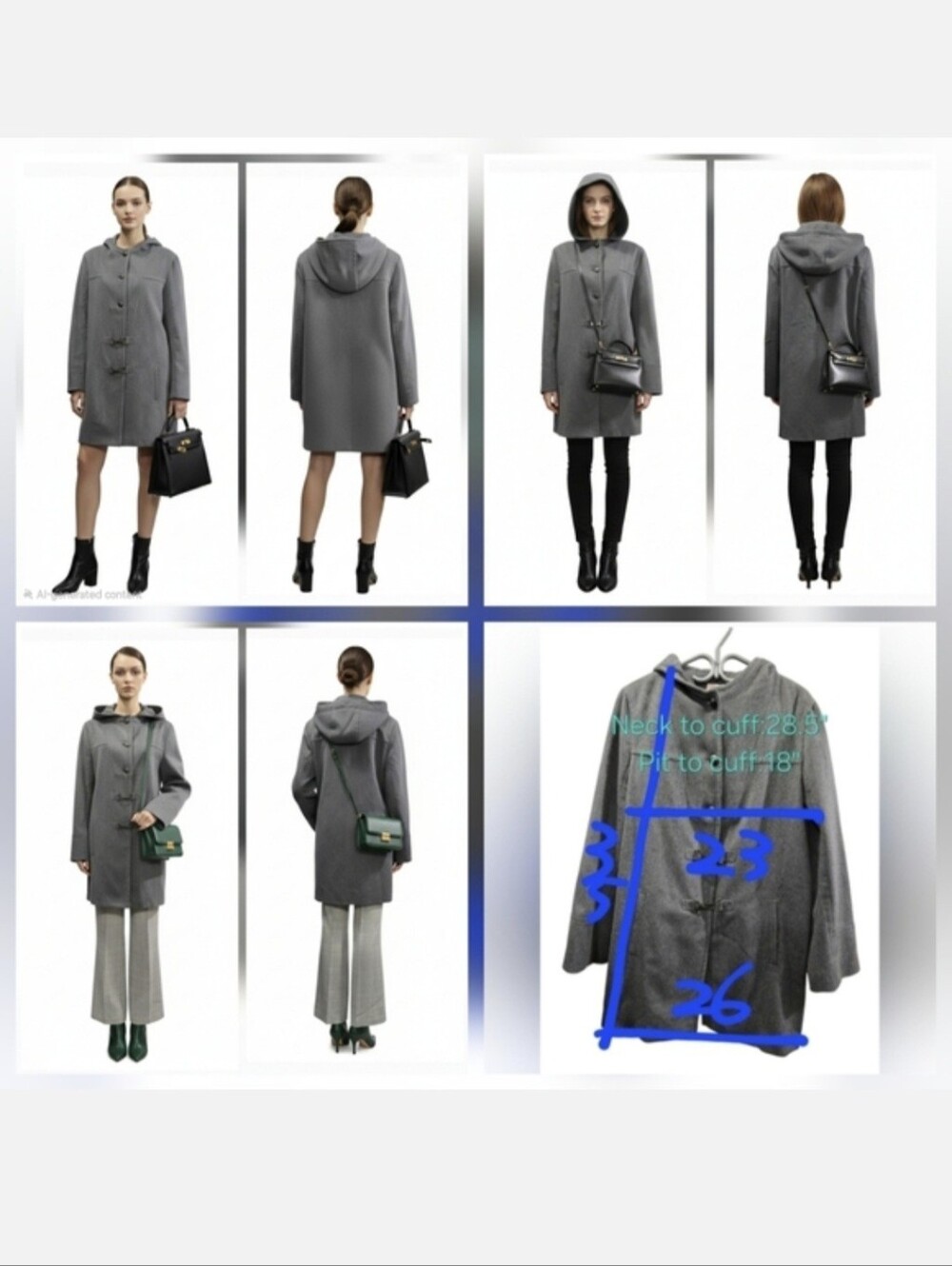 Laurel Wool/Cashmere-Blend Hooded Coat SizeLarge (US 12-14)